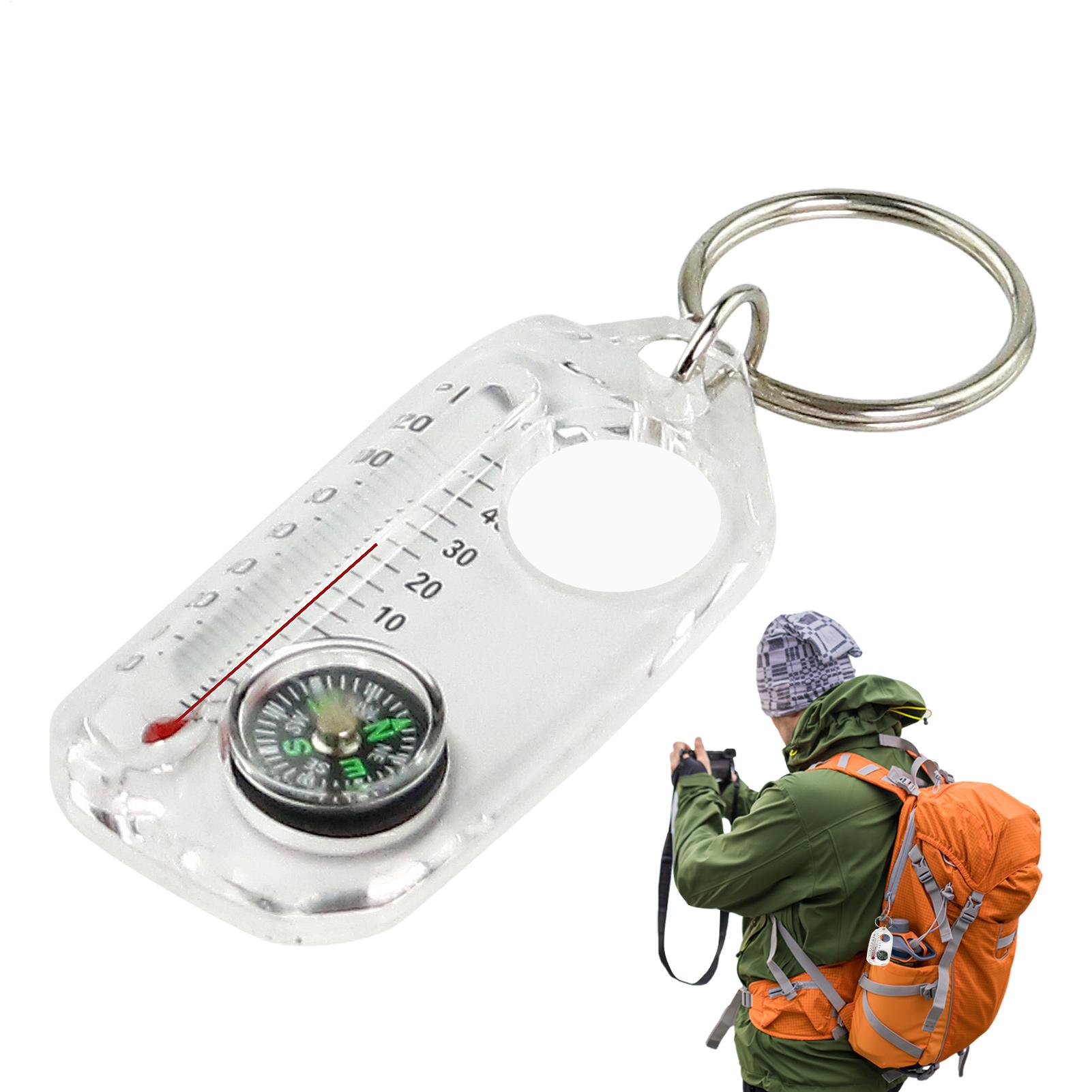 Compass Keychain Mini - Pocket Survival Compass Multifunction Mini Keychain
