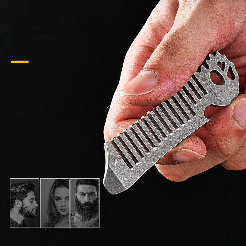 Comb Pocket Titanium - Titanium alloy comb with bottle opener