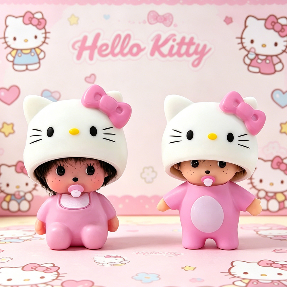 Carabiner Keychain - Hot Cute Hello Kitty Monchhichi Doll