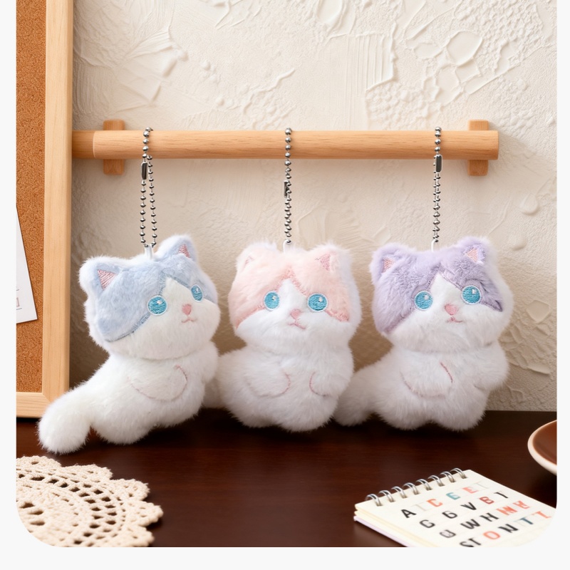 Carabiner Keychain - Cute Calico Cat Plush Keychain, Bag