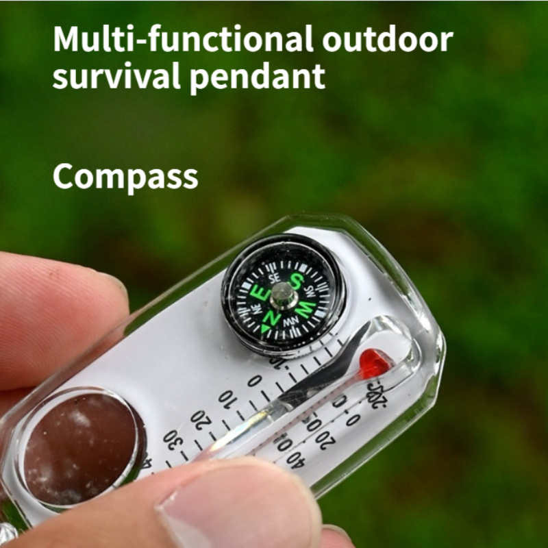 Compass Keychain Mini - Mini Outdoor Survival Keychain 3-in-1 Compass