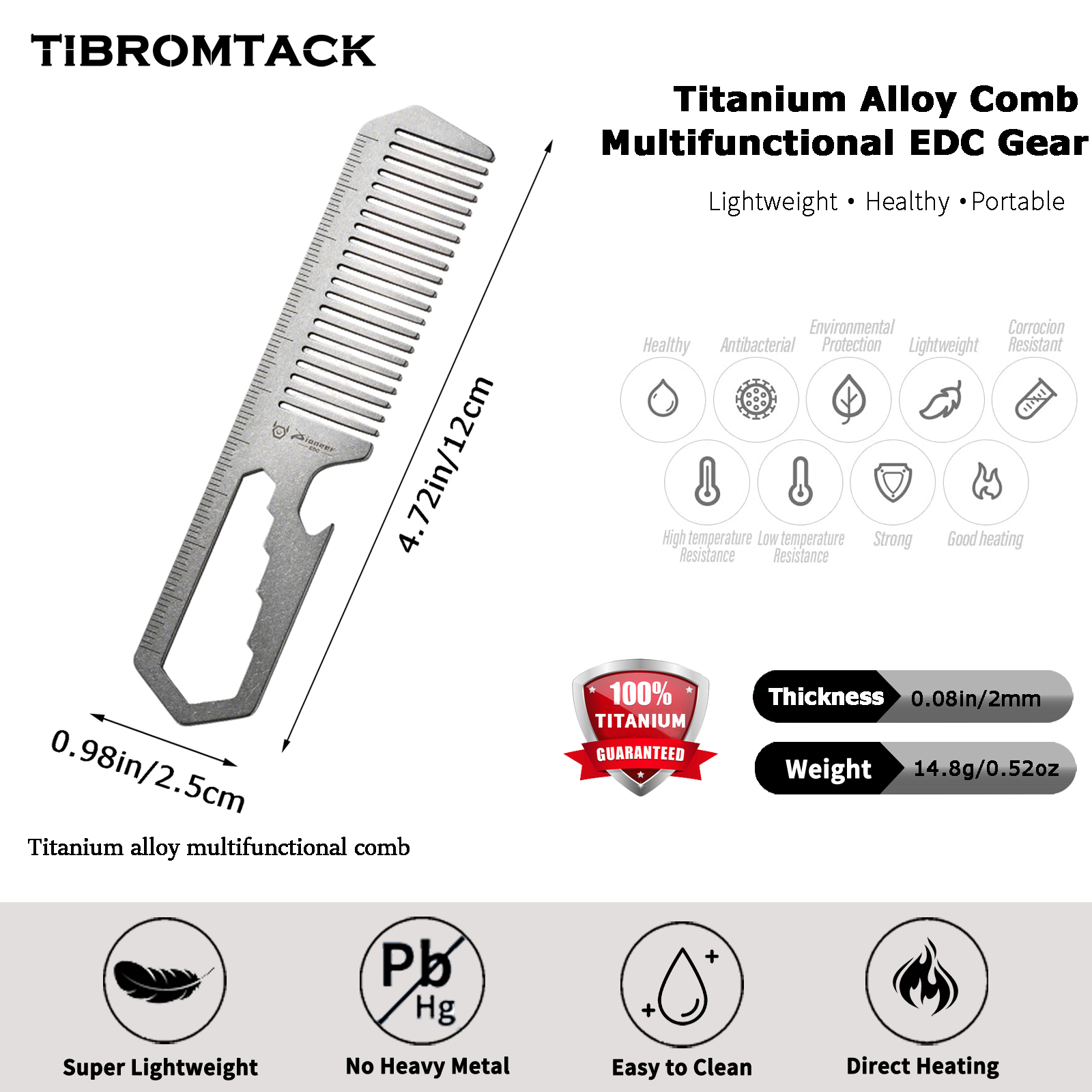 TIBROMTACK Titanium 4-in-1 EDC - Comb Pocket Titanium 리뷰 및 가격