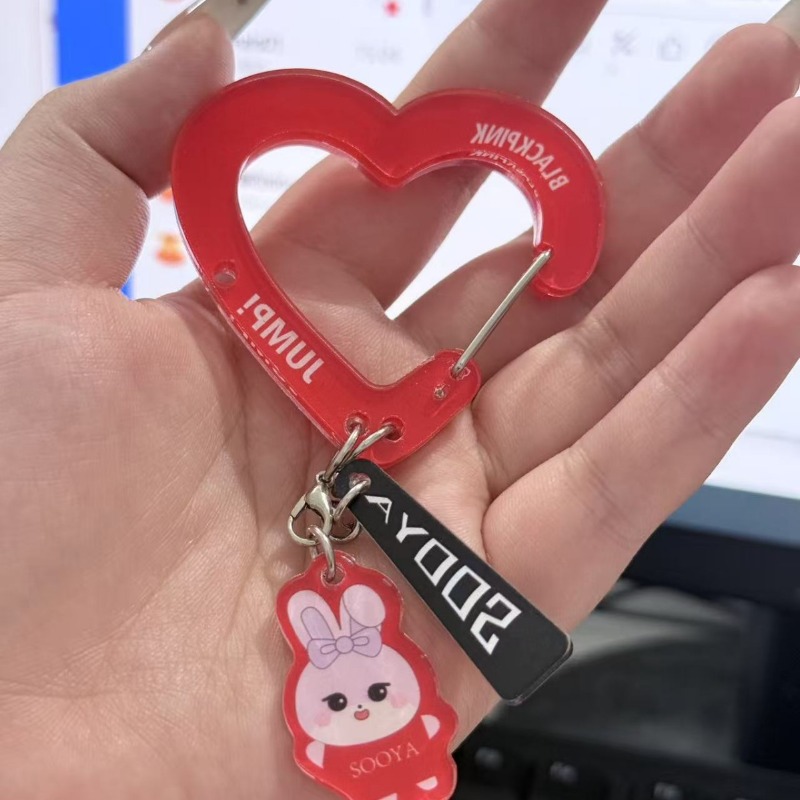 Black Pink Lovely Acrylic Fan‑ - Carabiner Keychain 리뷰 및 가격
